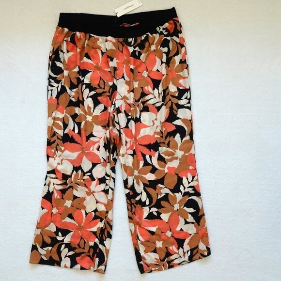 Calvin Klein Wide Leg Pants Plus Size 3X Colorful Floral Stretch Elastic Waist - Picture 1 of 7